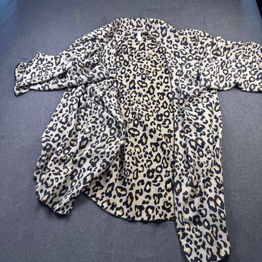 Lovely J Womens Leopard‎ Print Kimono Cardigan Lightweight Flowy Duster M